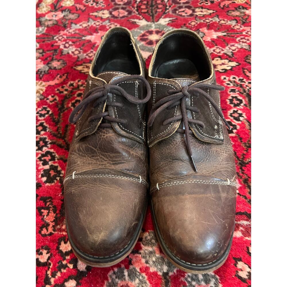 Bed Stu Distressed Leather and Suede Saddle Oxfords Size 12